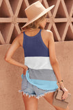 Color Block Striped Knit Tank Top