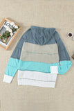 color Zipped Front Colorblock Hollow-out Knit Hoodie