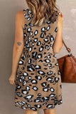 Leopard V Neck Sleeveless Mini Dress