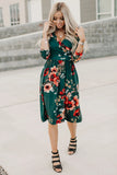 Floral 3/4 Sleeve Wrap Dress