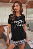 Coffee Please Graphic Crop Top And Shorts Lounge Set