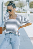 Striped Puff Sleeve Top