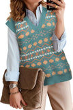 Tribal Print V Neck Knitted Sweater Vest