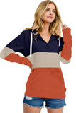 Color Block Zipped Neck Hoodie