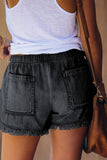 Casual Pocketed Frayed Denim Shorts