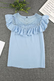 Lace Splicing Ruffled Short Sleeve T-shirt
