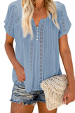 Crochet Eyelet Short Sleeves Top