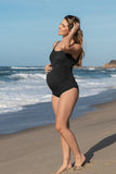 Ribbed Snap Front One-piece Maternity Swimsuit