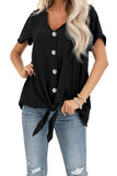 Button Up Front Tie Detail Woven Top