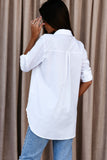 White Solid Color Casual Shirt For Women