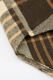 Khaki Grid Print Boyfriend Shirt Coat