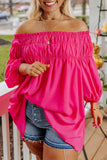 Rose Plus Size Smocked Bust Off-the-shoulder Blouse