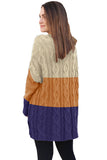 Colorblock Cable Knit Sweater with Slits