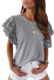 Hollow Out Ruffle Sleeve T-shirt