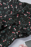 Floral Print Belted Ruffled V Neck Sleeveless Top