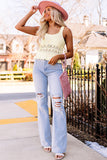 Crochet Knit Tank with Ruffle
