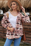 Tribal Print Pocket Buttoned Sherpa Jacket