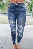 Medium Wash High Rise Distressed Skinny Jeans