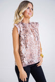 Khaki Snake Sleeveless Ruffle Top