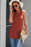 Solid Ribbed Knit Slim-fit Tank