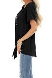 Button Up Front Tie Detail Woven Top
