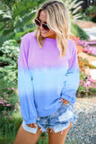 Multicolour Color Block Tie Dye Pullover Sweatshirt