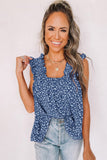 Floral Ruffled Straps Flowy Tank Top