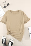 Solid Ruffled Short Sleeve T-shirt