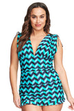 Plus Size Grecian Skater Ruched Tankini