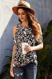 Beige Cheetah Print Cold Shoulder Top