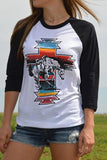 Serape War Paint Graphic Raglan Sleeve Top