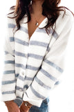 Striped Print Buttoned Sweater Cardigan