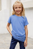 Side Button Detail Short Sleeve T Shirt for Little Girls