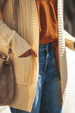 Shawl Neckline Long Sleeve Cardigan with Pocket