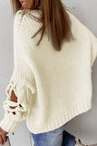 High Neck Cable Knit Hollow-out Sleeves Sweater