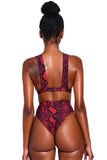 Animal Print Buckled High Waist Bikini