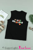 The DAY DRINKERS Letters Print Gray Tank Top