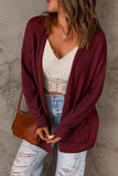 Red Drop Shoulder Textured Cardigan