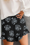 Palm Tree Leaves Print Elastic Waist Shorts with Pocket