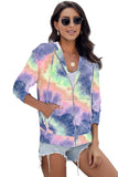 Multicolor Tie-dye Pocket Zip Up Hoodie