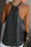 Khaki Dotted Print Tank with Slit