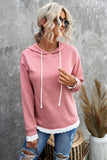 Plain Hoodie with Lace Trims