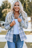color Plaid Print Pocket Drawstring Hooded Jacket