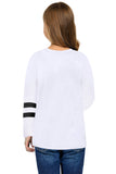 Crewneck Striped Color Block Girl's Long Sleeve Top