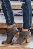 Braid Straps Detail Zipped Booties