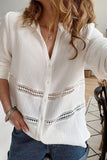 Long Sleeve Crochet Insert Crinkle Blouse