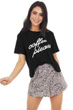 Coffee Please Graphic Crop Top And Shorts Lounge Set