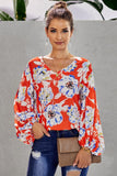 Boho Print Balloon Sleeve Blouse