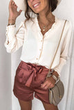 Frilled V Neckline Buttoned French Shirt