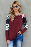 Striped Floral Long Sleeve Top